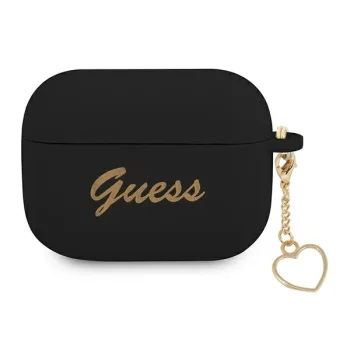 Guess Silicone Charm Heart AirPods Pro Case, Black