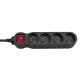 Maclean MCE181 Power Strip with Switch, 4 Outlets, 2300W, 3m, Black