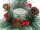 Decorative Christmas Candles in Glass Wreath Holders, Set of 2