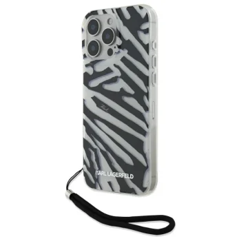 Apple iPhone 16 Pro Max 6.9'' Karl Lagerfeld IML Zebra Pattern & Cord Cover Case, Black
