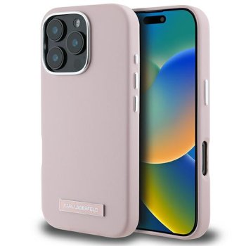 Apple iPhone 16 Pro Max 6.9'' Karl Lagerfeld FW Metal Plate MagSafe Case Cover, Pink