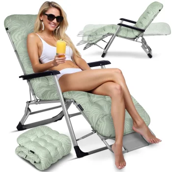 Sofotel Chillwell Folding Garden Sun Lounger with Cushion, Light Green