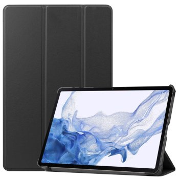 Samsung Galaxy Tab S9 (SM-X710, SM-X716B) Trifold Stand PU Leather Cover Case, Black