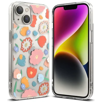 Dėklas iPhone 14 Plus Ringke Fusion Design Floral skaidrus su raštu