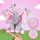 Interactive Peek-a-Boo Elephant Plush Toy with Moving Ears, Pink and Grey, 30 cm