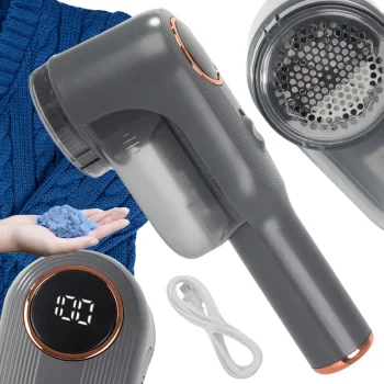 Fabric Shaver and Lint Remover with LCD Display, 7W, Grey