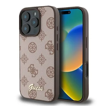 Guess Peony Script MagSafe case for iPhone 16 Pro Max - brown