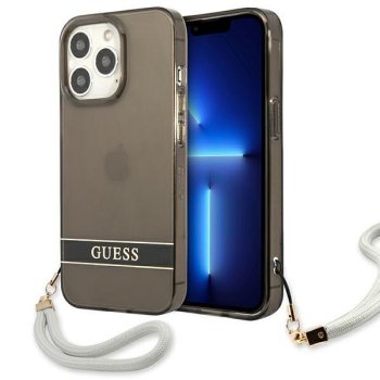Apple iPhone 13 Pro 6.1'' Guess Translucent Strap Case Cover (GUHCP13LHTSGSK), Black