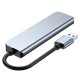 Tech-Protect V0 5-in-1 USB-A Hub (USB 3.0 / 3x USB 2.0 / USB-C) - Gray