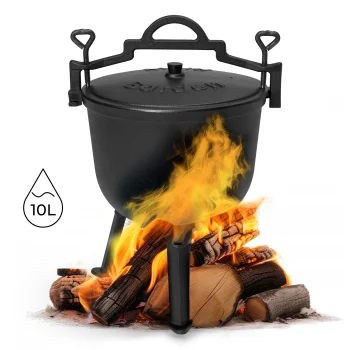 MultiGarden Cast Iron Campfire Cauldron with Legs, 10L