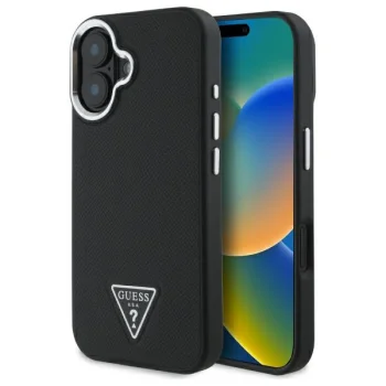 Guess iPhone 16 Plus Case Grained Triangle MagSafe, Black