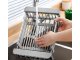 Telescopic dish drainer and sink rack, basket for fruits and vegetables, grey