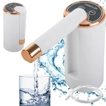 Electric Water Bottle Pump USB Rechargeable Folding Automatic Dispenser for 5 Gallon, White