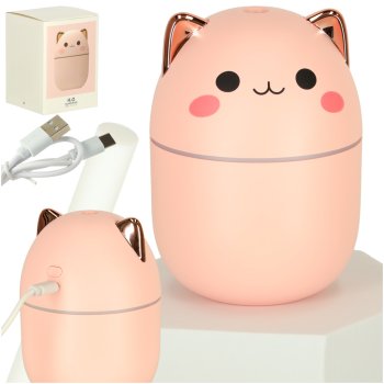Cute Cat Air Humidifier and Aroma Diffuser with RGB Night Light, Pink