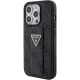 Guess iPhone 15 Pro Case Grip Stand 4G Triangle Strass, Black