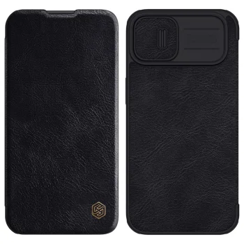 Nillkin Qin Leather Pro Flip Case for iPhone 14 Plus with Camera Cover, Black