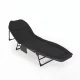 Folding garden sun lounger bed with adjustable backrest, black