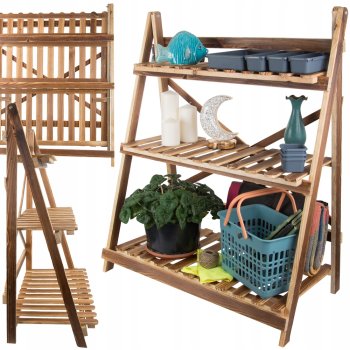 Wooden 3-Tier Flower and Home Decor Shelf Stand Rack