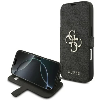 Guess Book 4G Metal Logo Wallet Case for iPhone 18 Pro / 17 Pro - Black