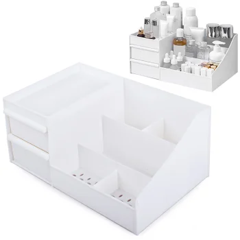 Cosmetics and Jewelry Organizer with 2 Drawers, White