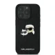 Karl Lagerfeld iPhone 16 Pro Case Monogram Karl & Choupette Head Pin, Black
