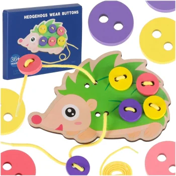 Wooden Hedgehog Button Sewing Educational Kit