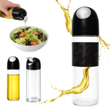 Glass Gravity Oil and Vinegar Dispenser Bottle 510 ml, black