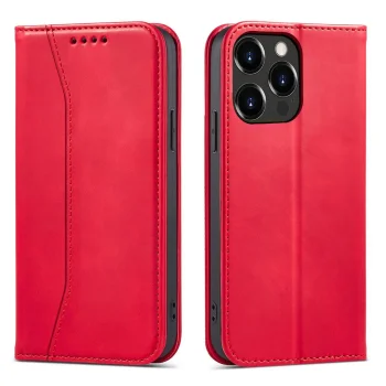 Atverčiamasis dėklas iPhone 14 Pro Magnet Fancy Case su piniginės ir stovo funkcija, raudonas