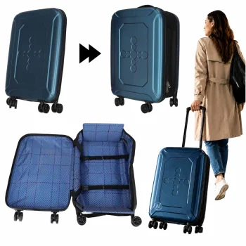 Foldable Travel Suitcase on Wheels, 45 L, 57x37x23 cm, Blue