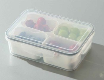 4-Compartment Lunch Box Snack Container with Lid, Clear White