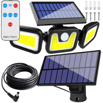 Solar Garden Lamp with Motion and Dusk Sensor, 171 LED, Separate Panel