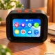 Smart desk clock with AI assistant and Bluetooth speaker, black