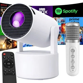 HY-300 PRO Smart LED Projector with Android TV 11.0, WiFi, Bluetooth & Microphone