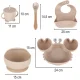 Ikonka KX4526_5 Silicone Baby Tableware Set Crab, 9 Pieces, Beige