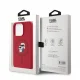 Karl Lagerfeld Silicone Karl&Choupette Heads Ring MagSafe Case for iPhone 15 Pro, Red