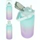 Motivational Water Bottle with Time Marker Reminder Tracker Leak-proof BPA Free, 2L, Purple