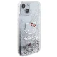 Hello Kitty iPhone 15 Case Liquid Glitter Charms Kitty Head, Silver