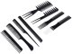 Professional hair comb set, 10 pcs with transparent case