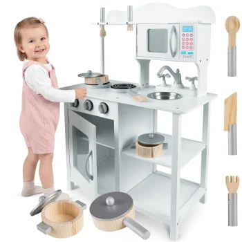 Ricokids 7835 Wooden Play Kitchen for Kids with Accessories, White