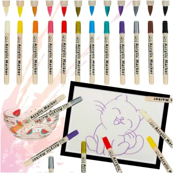 Acrylic Marker Set for Fabric, Stones and Glass, 12 pcs