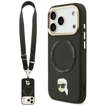 Karl Lagerfeld Big Strap Karl Metal Logo MagSafe Phone Case Cover iPhone 17 Pro Max - Black