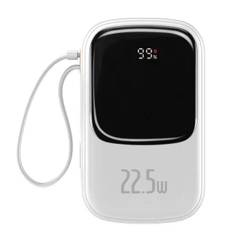 Baseus Qpow Digital Display Power Bank 20000mAh 22.5W with USB-C Cable White