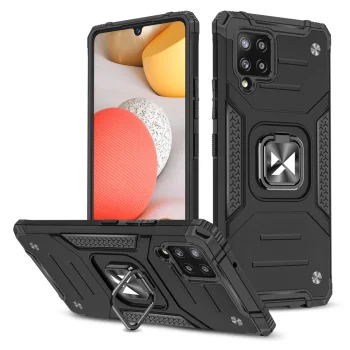 Wozinsky Ring Armor Case for Samsung Galaxy A42 5G with Kickstand and Ring Holder, Black