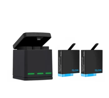 Telesin 3-Channel Charger for GoPro Hero 5/6/7/8 + 2 Batteries, Black (GP-BNC-801)