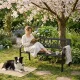 MultiGarden Garden Bench with Decorative Backrest, 120x50 cm, Black