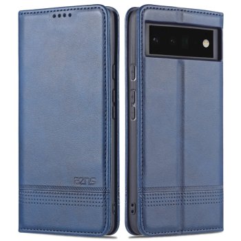 Google Pixel 6 Pro AZNS Leather Stand Case Cover with Card Slots, Blue