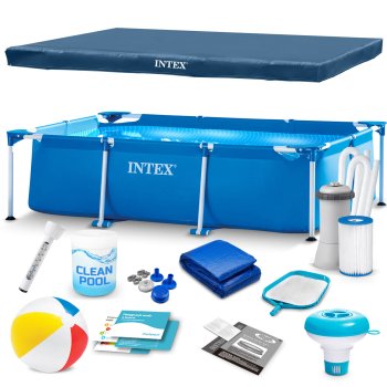 INTEX 28272 Rectangular Frame Pool 300 x 200 x 75 cm, 15-in-1 Set