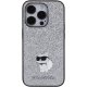 Karl Lagerfeld Glitter Choupette Logo Case for iPhone 15 Pro, Silver