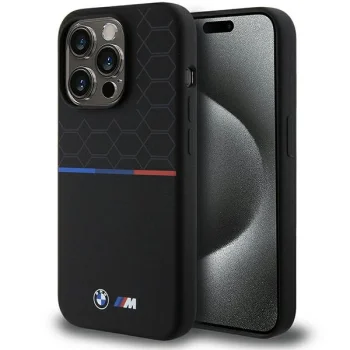 BMW M Silicone Pattern MagSafe Case for iPhone 15 Pro, Black