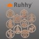Ruhhy Wooden Christmas Tree Ornaments, 10 pcs, Brown / Beige